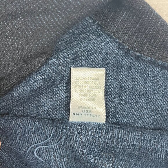 MONROW Long-Sleeve Hooded Cropped Sweater Navy Lounge Med Smiley Face Thermal - Picture 7 of 11